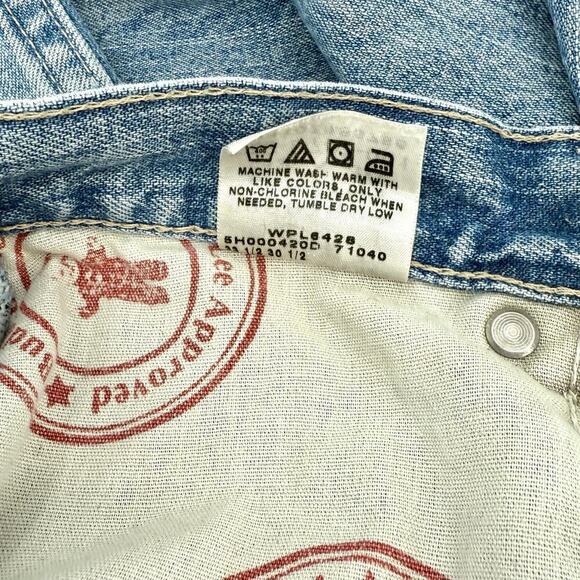 VTG Lee Dungarees Thrashed Distressed Carpenter Jeans Mens Size 32x30 Light Wash - Picture 9 of 12